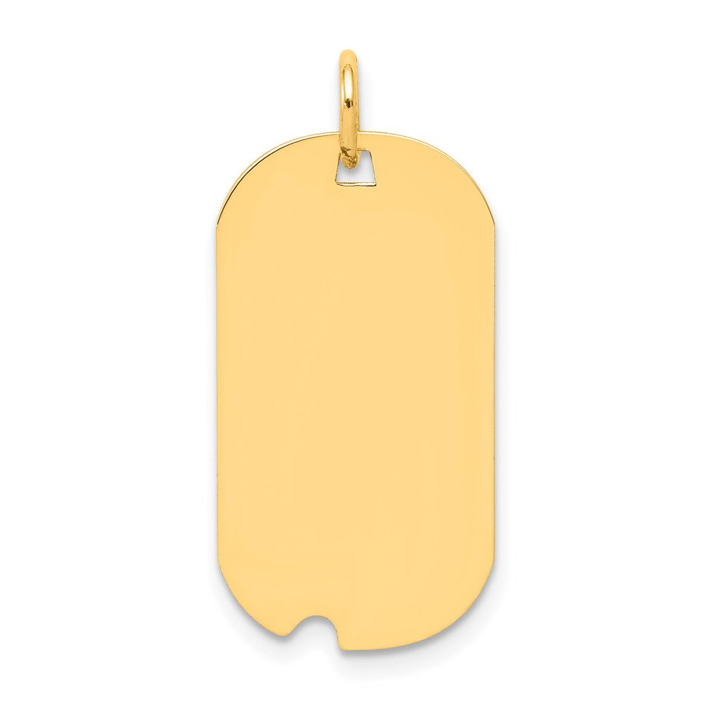 14k Plain .035 Gauge Engravable Dog Tag w/Notch Disc Charm - 3
