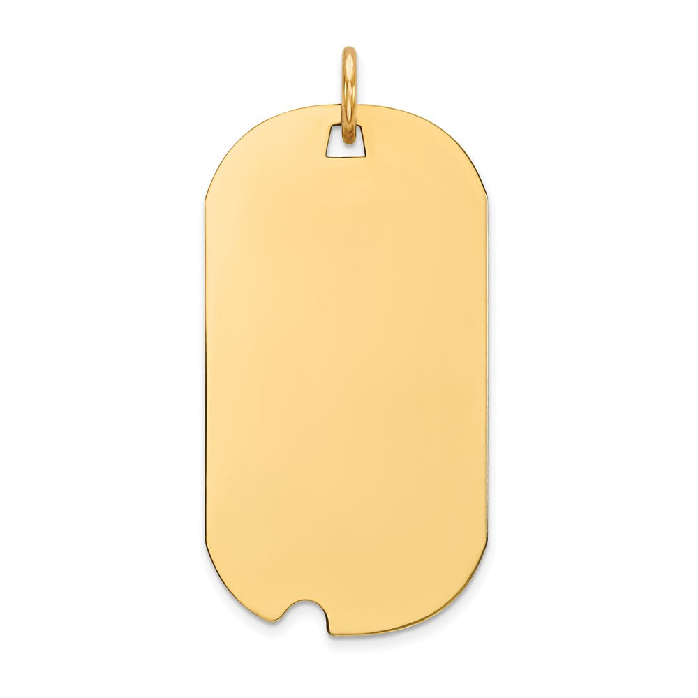 14k Plain .035 Gauge Engravable Dog Tag w/Notch Disc Charm - 4