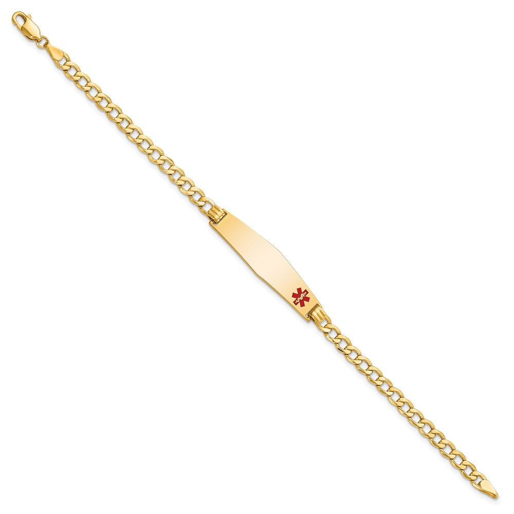 14ky Semi-solid Non Enamel Medical Soft Diamond Shape Curb 6.75m Id Bracelet