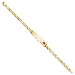14ky Semi-solid Non Enamel Medical Soft Diamond Shape Curb 6.75m Id Bracelet