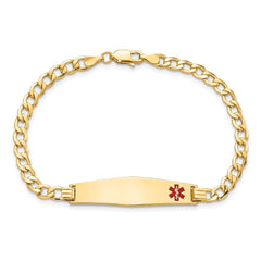 14ky Semi-solid Non Enamel Medical Soft Diamond Shape Curb 6.75m Id Bracelet