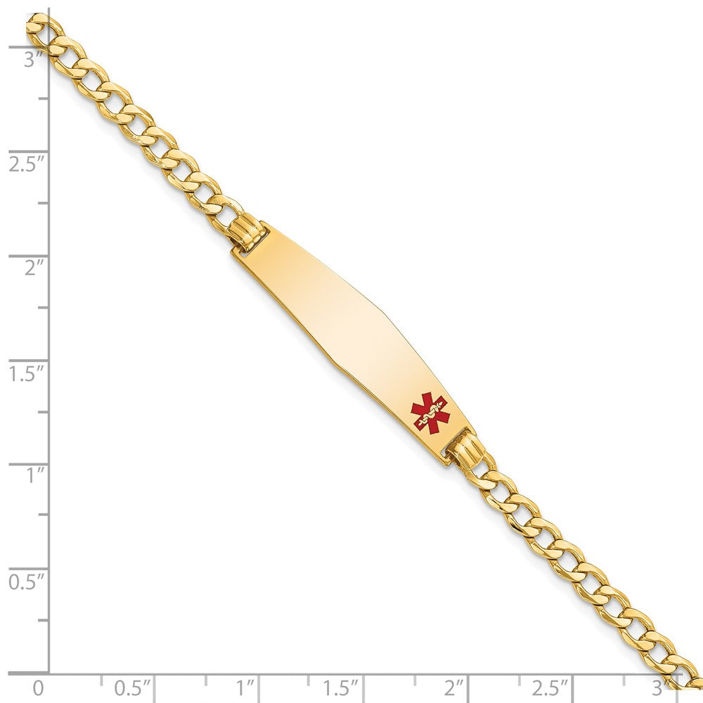 14K Semi-solid Non Enameled Medical Soft Diamond Shape Curb 6.75mm Id Bracelet