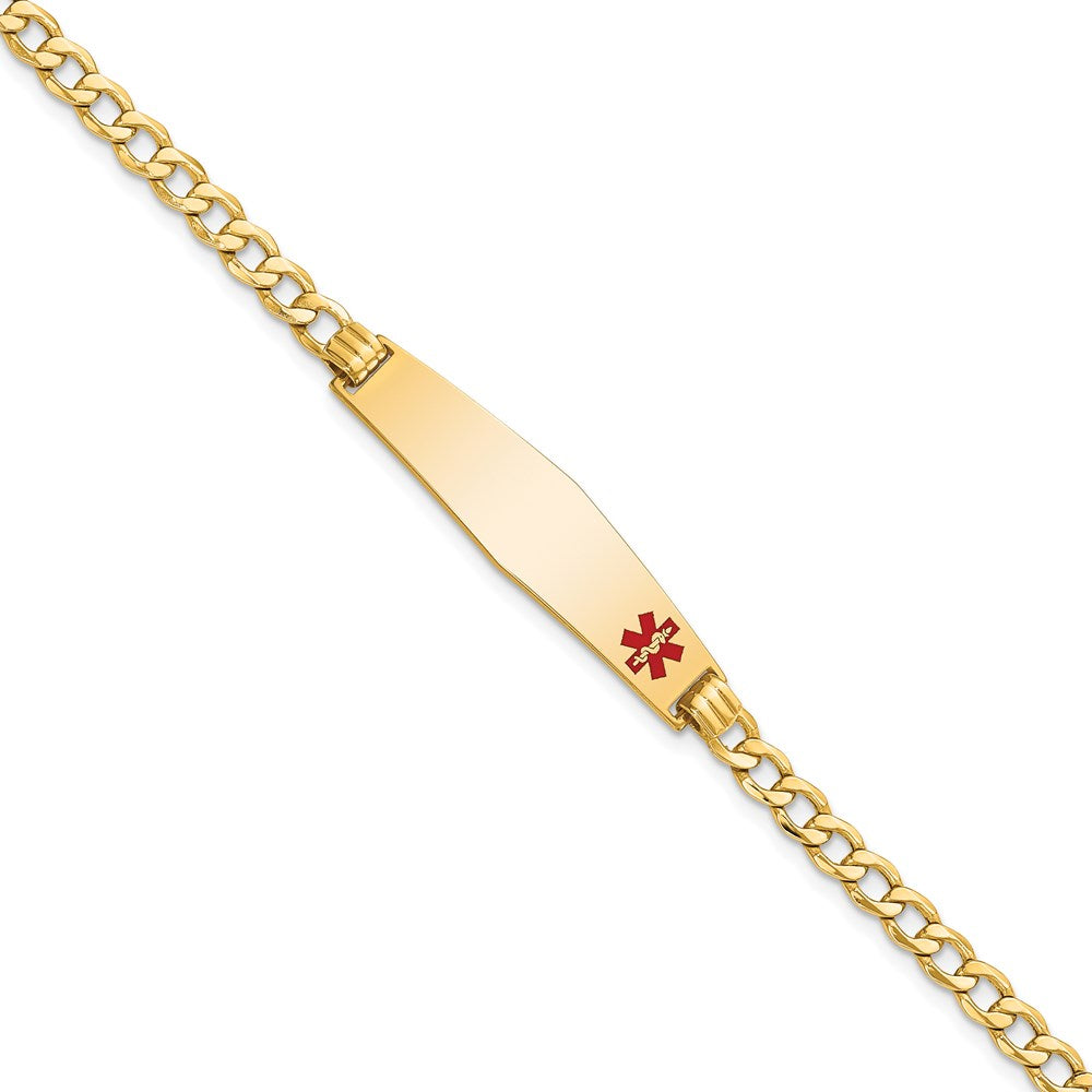 14ky Semi-solid Non Enamel Medical Soft Diamond Shape Curb 6.75m Id Bracelet