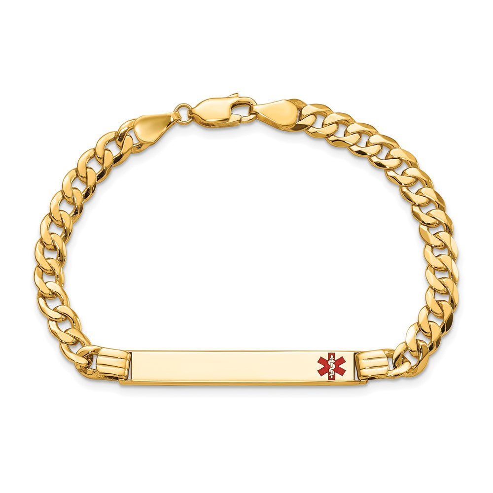 14K Medical Red Enamel Curb Link ID Bracecet