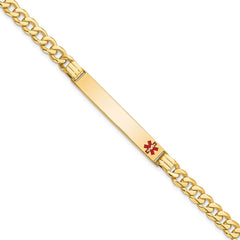 14K Medical Red Enamel Curb Link ID Bracecet