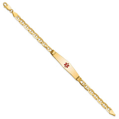 14K Medical Solid Chain/Solid Plate Soft Diamond Shape 36x9mm Centered Red Enamel Anchor Link 7 inch ID Bracelet - 2