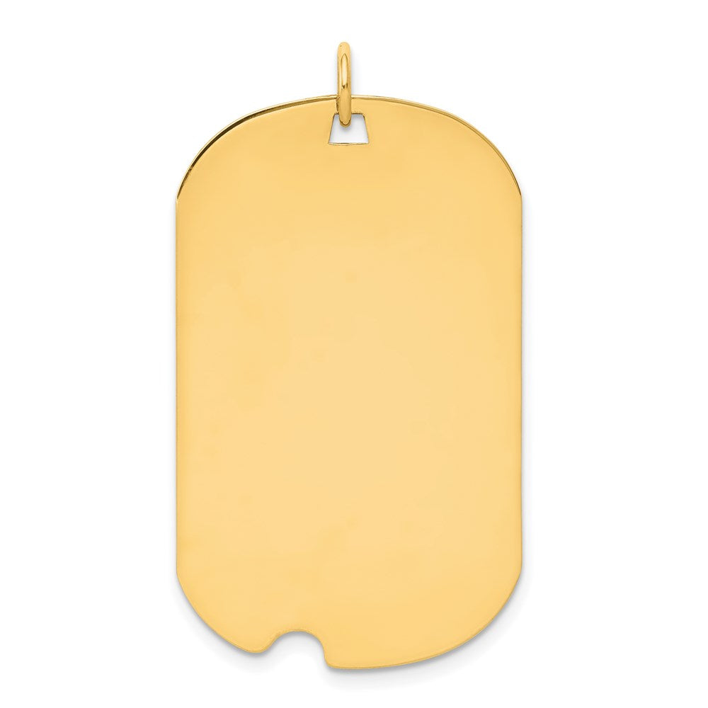 14k Plain .035 Gauge Engravable Dog Tag w/Notch Disc Charm - 5