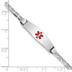 14K White Gold Medical Solid Chain/Solid Plate 24x7mm Soft Diamond Shape Centered Red Enamel Anchor Link 7 inch ID Bracelet - 2