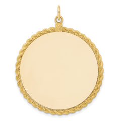 14k Plain .013 Gauge Circular Engravable Disc with Rope Charm - 7