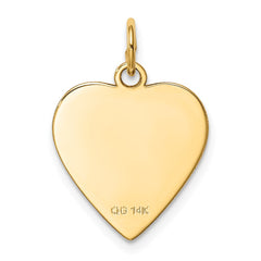 14k Plain .018 Gauge Heart Engravable Disc Charm