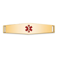 14K 36x9mm Centered Red Epoxy Enameled Soft Diamond Shape Medical ID Plate # 818