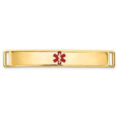 14K 35x6mm Centered Red Epoxy Enameled Medical ID Plate # 818