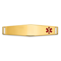 14K 36x9mm Off-Center Red Epoxy Enameled Soft Diamond Shape Medical ID Plate # 818