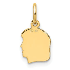 14k Plain Small .013 Gauge Facing Right Engravable Girl Head Charm - 2