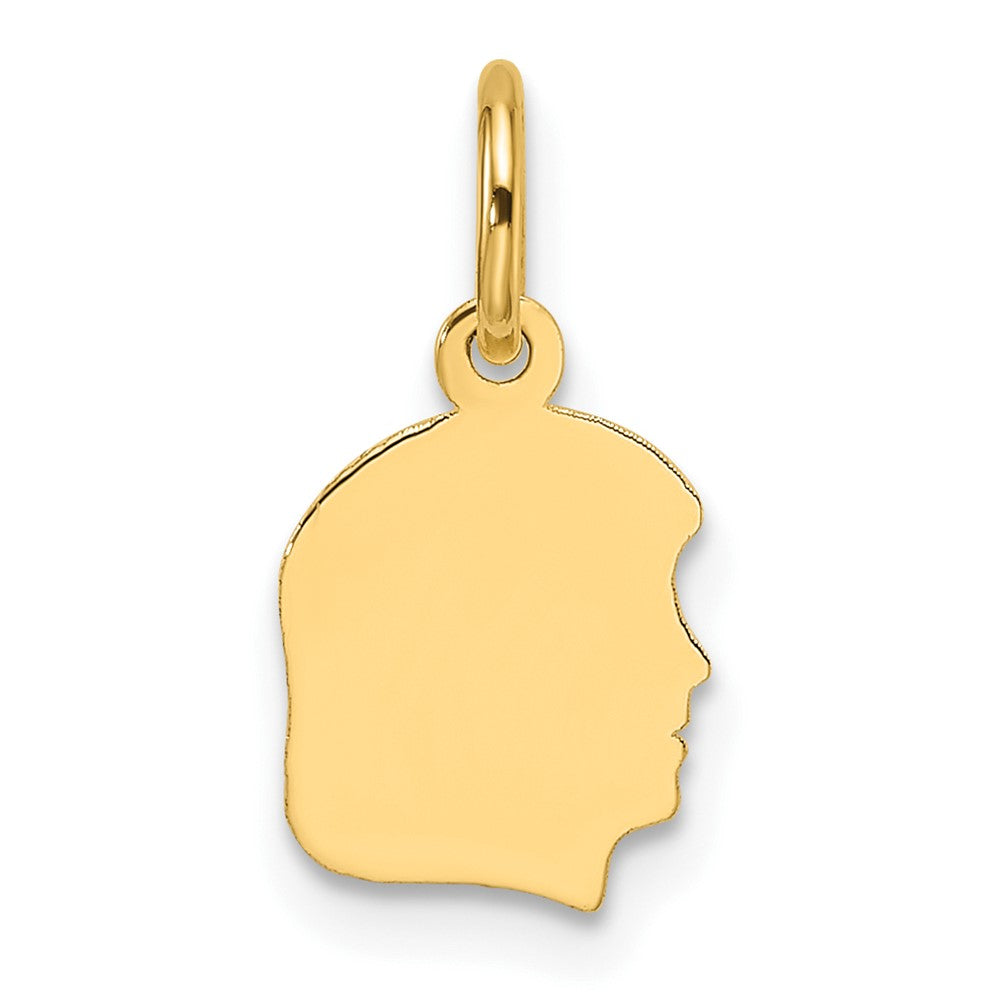 14k Plain Small .035 Gauge Facing Right Engravable Girl Head Charm - 2
