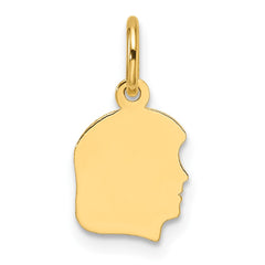 14k Plain Small .035 Gauge Facing Right Engravable Girl Head Charm - 2