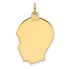 14k Plain Medium .013 Gauge Facing Right Engravable Boy Head Charm - 2