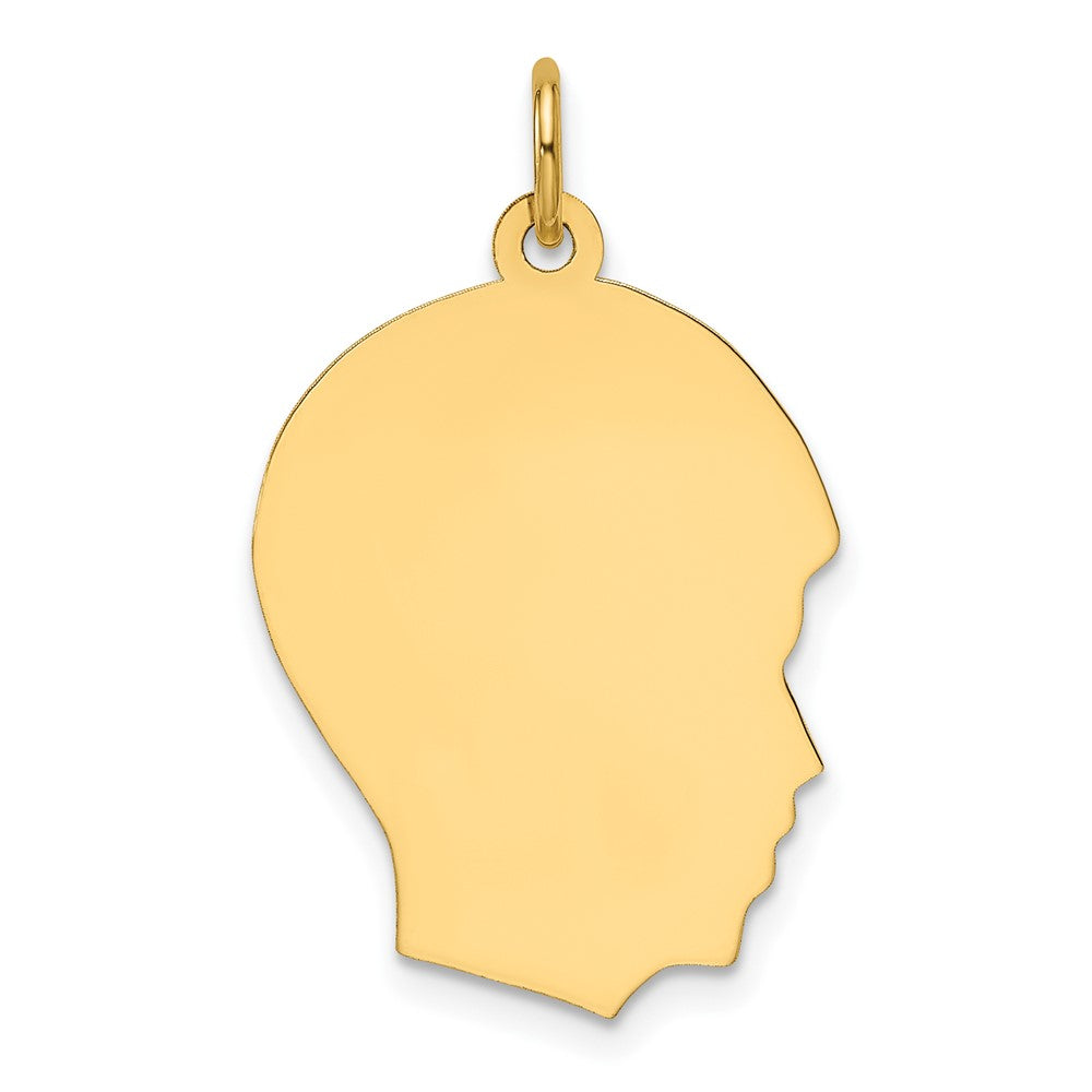 14k Plain Medium .027 Gauge Facing Right Engravable Boy Head Charm - 4