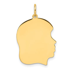 14k Plain Medium .018 Gauge Facing Right Engravable Girl Head Charm - 2