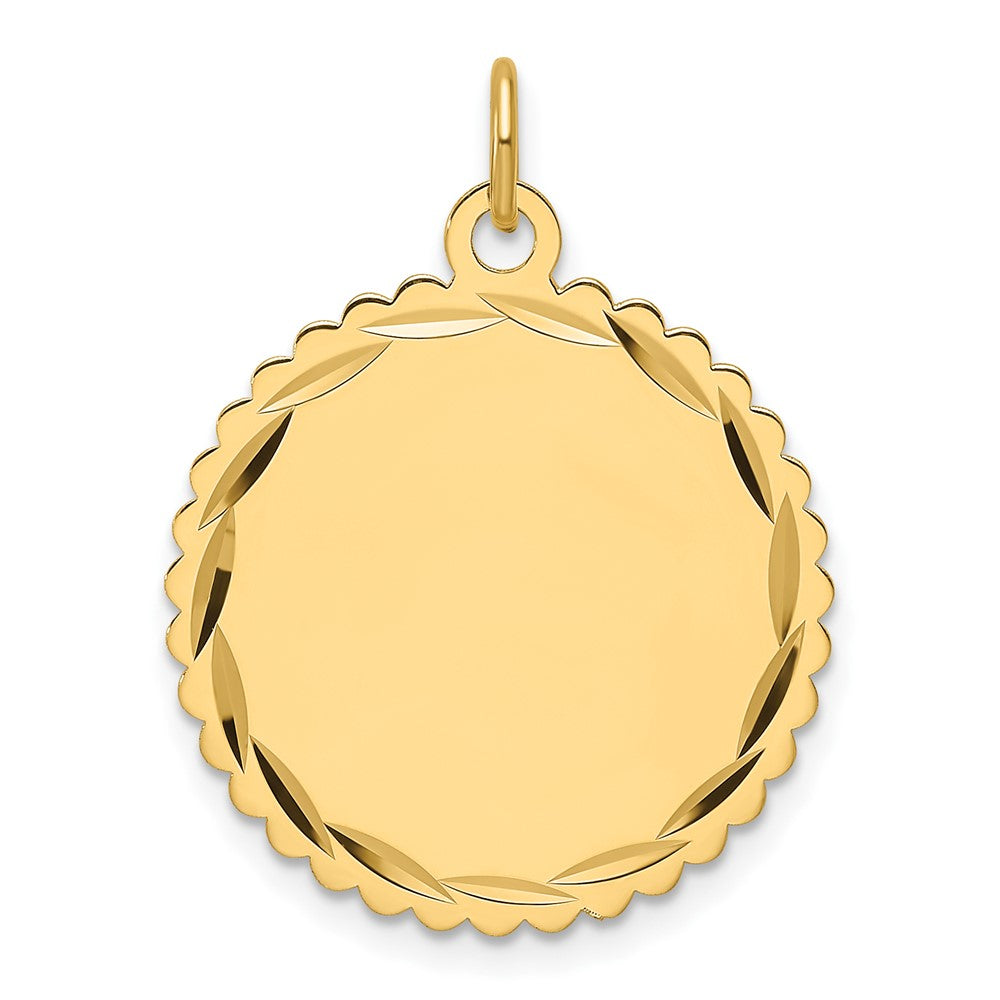 14k .013 Gauge Engravable Scalloped Disc Charm - 4