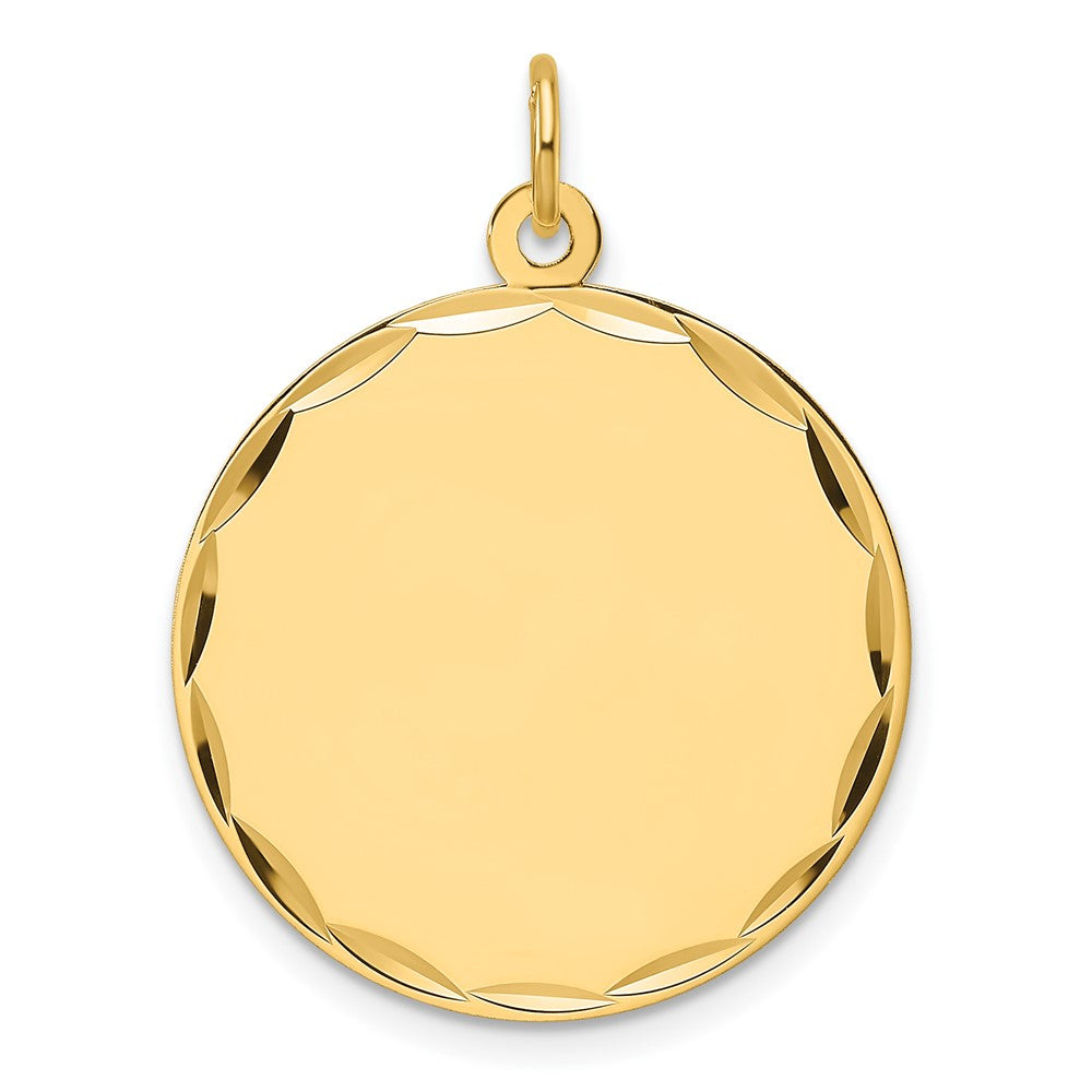 14k Etched .011 Gauge Engravable Round Disc Charm - 4