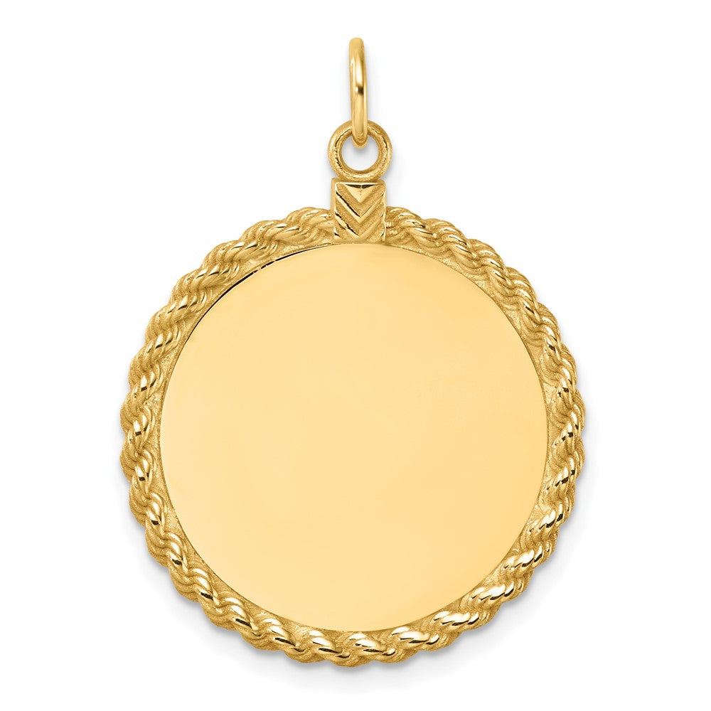 14k Plain .013 Gauge Circular Engravable Disc with Rope Charm - 5