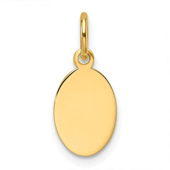 14k Plain .035 Gauge Engravable Oval Disc Charm - 2