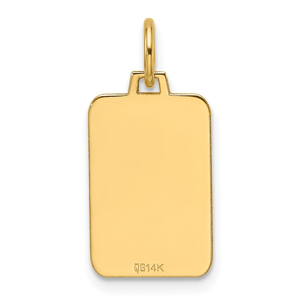 14k Plain .013 Gauge Engravable Rectangular Disc Charm