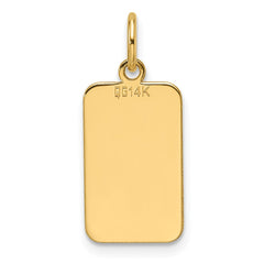 14k Plain .013 Gauge Engravable Rectangular Disc Charm - 2