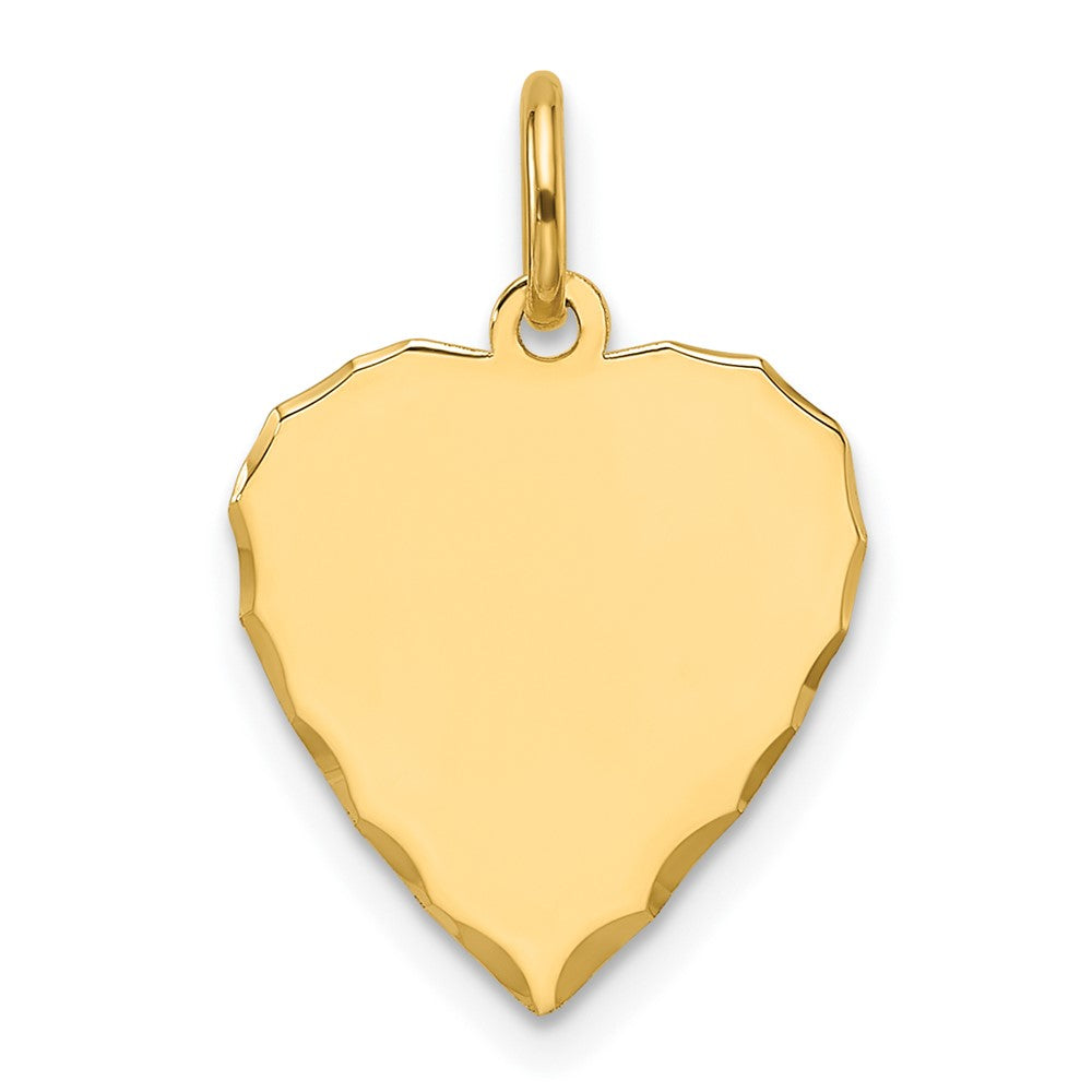 14k Etched .018 Gauge Engravable Heart Disc Charm - 2
