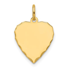14k Etched .018 Gauge Engravable Heart Disc Charm - 2