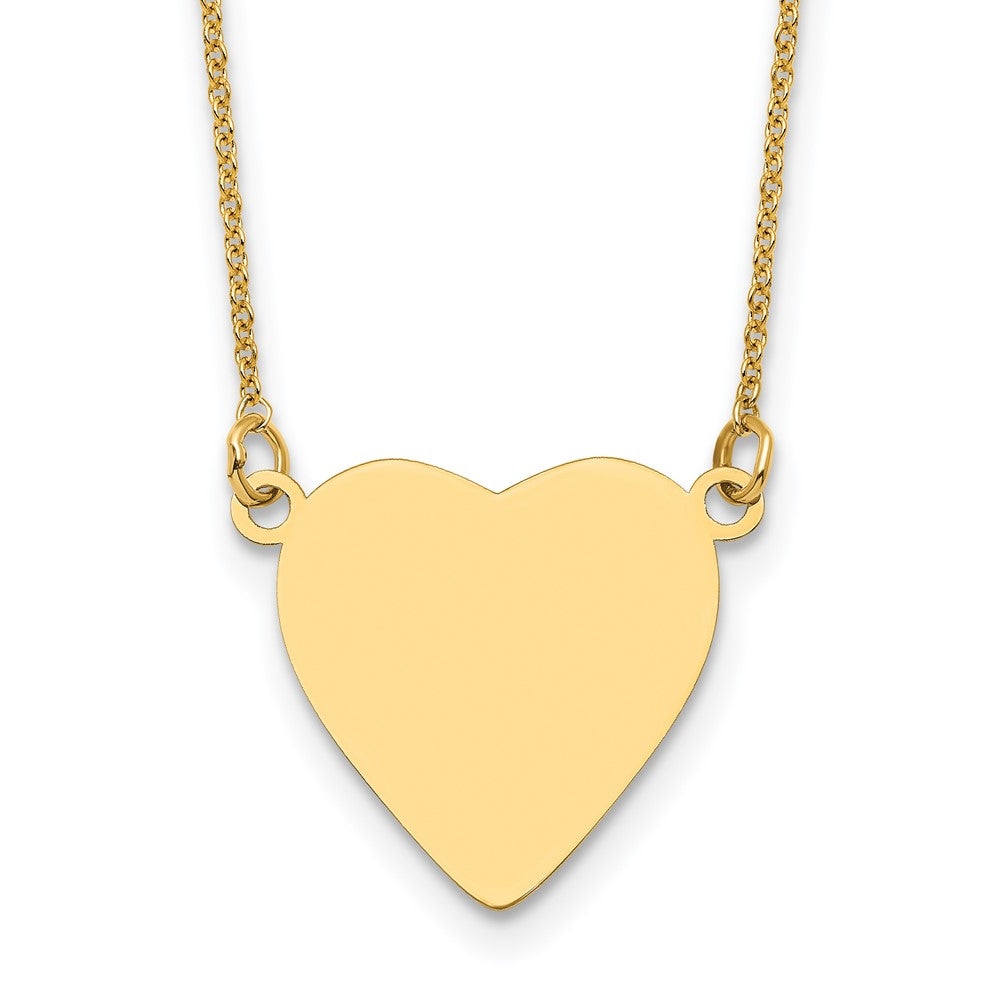 14k Plain .018 Gauge Heart Engravable Disc 18in Necklace - 3