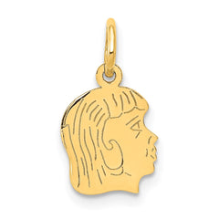 14k .013 Depth Engravable Girl Head Charm - 2