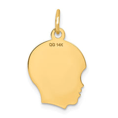 14k .011 Depth Engravable Boy Head Charm