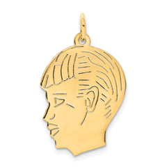 14k .013 Depth Engravable Boy Head Charm - 2
