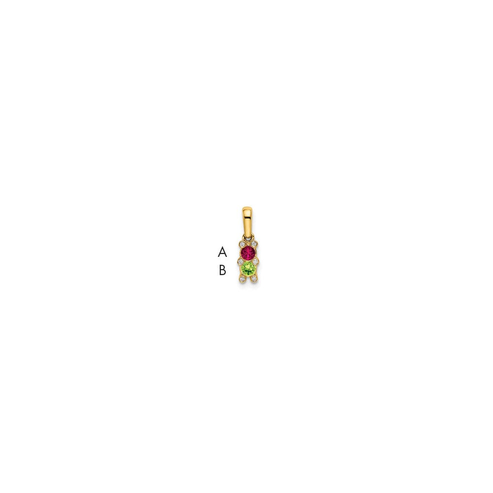 14KY Family Jewelry Geniune Stone & Diamond Set Pendant