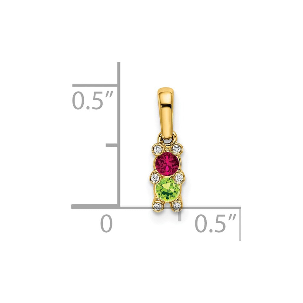 14KY Family Jewelry Geniune Stone & Diamond Set Pendant