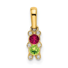 14KY Family Jewelry Geniune Stone & Diamond Set Pendant