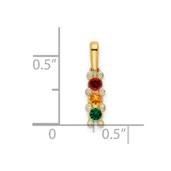 14K Family Jewelry Synthetic Stone & Diamond Set Pendant - 8