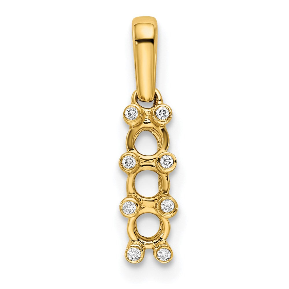 14K Family Jewelry Synthetic Stone & Diamond Set Pendant - 8