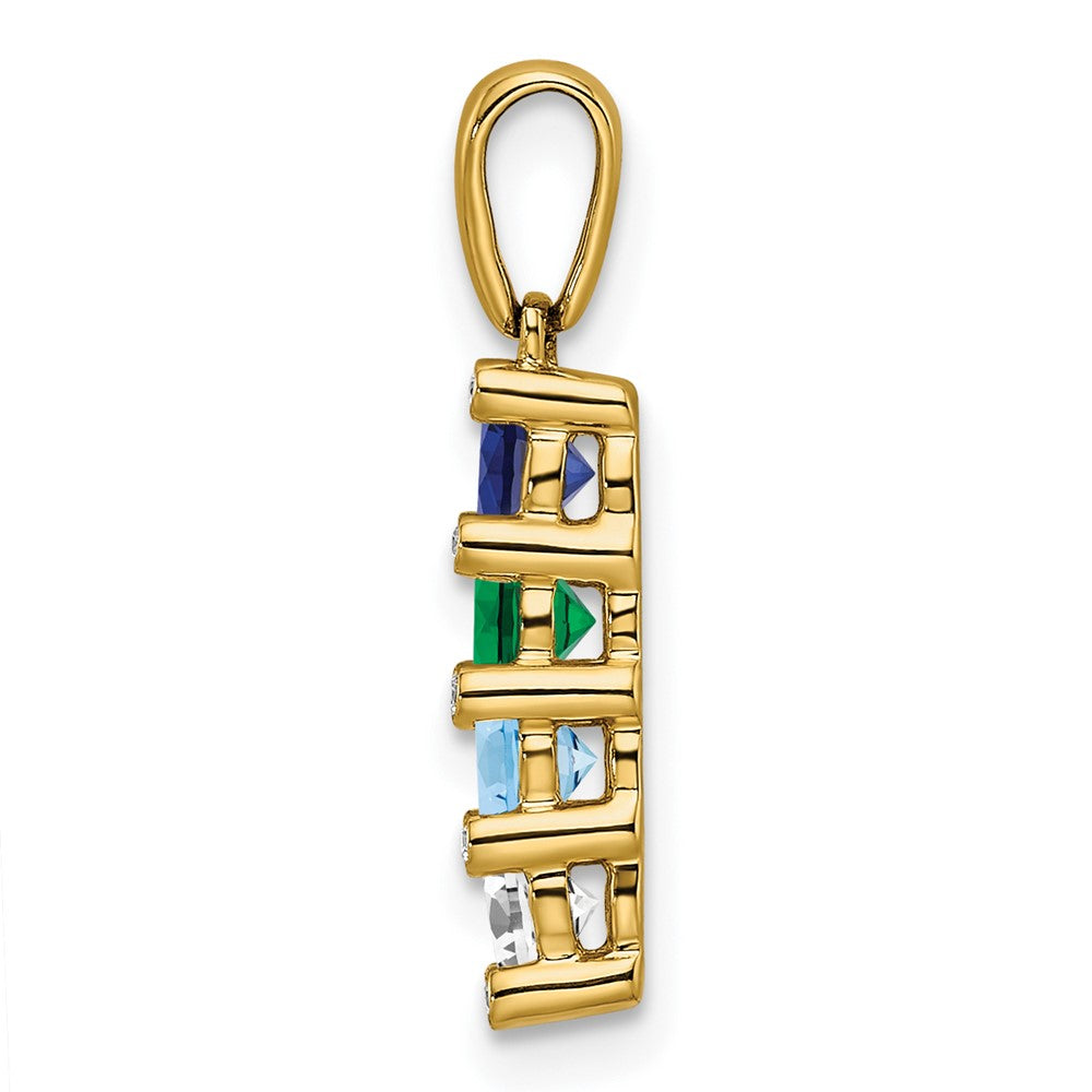 14K Family Jewelry Geniune Stone & Diamond Set Pendant - 8