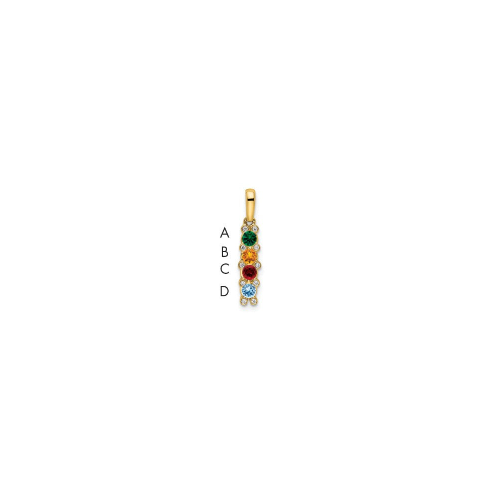 14K Family Jewelry Geniune Stone & Diamond Set Pendant - 8