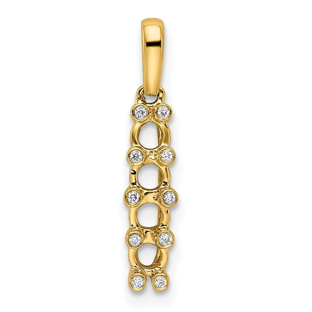 14K Family Jewelry Geniune Stone & Diamond Set Pendant - 8