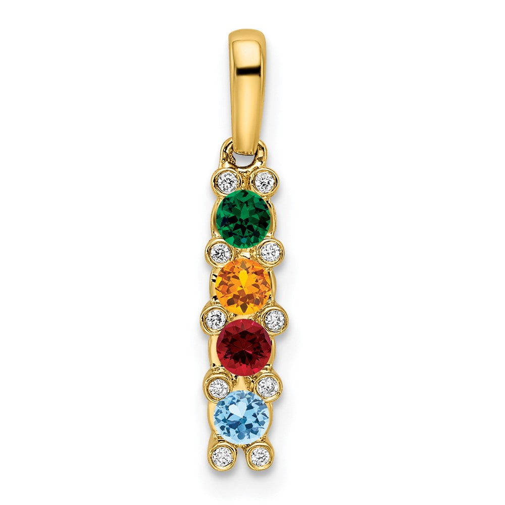 14K Family Jewelry Geniune Stone & Diamond Set Pendant - 8