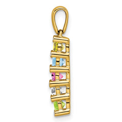 14K Family Jewelry Geniune Stone & Diamond Set Pendant
