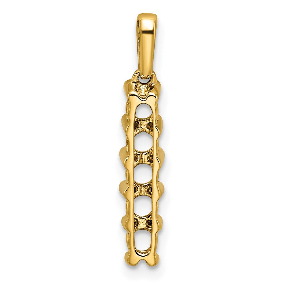 14K Family Jewelry Synthetic Stone & Diamond Set Pendant - 13