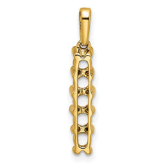 14K Family Jewelry Synthetic Stone & Diamond Set Pendant - 13