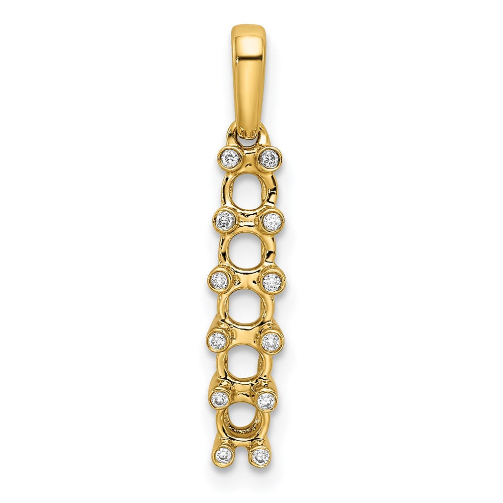 14K Family Jewelry Synthetic Stone & Diamond Set Pendant - 13