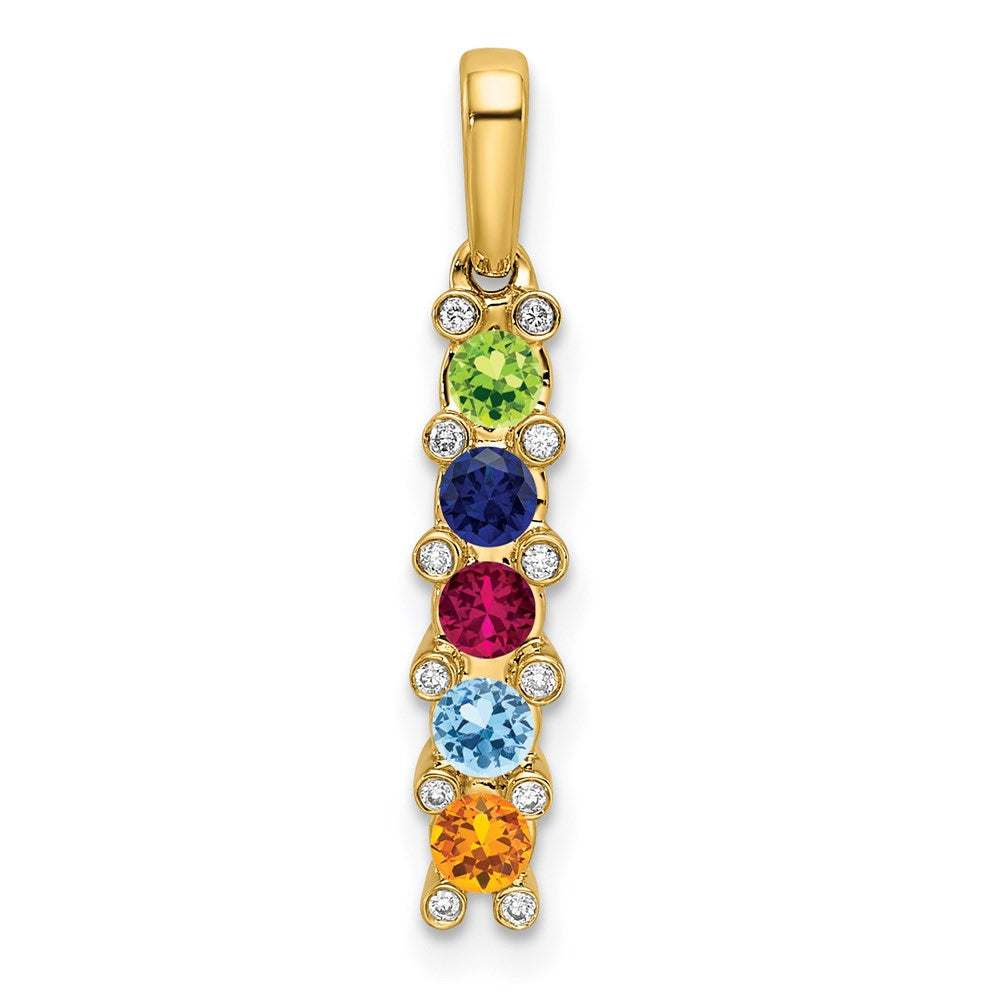 14K Family Jewelry Geniune Stone & Diamond Set Pendant