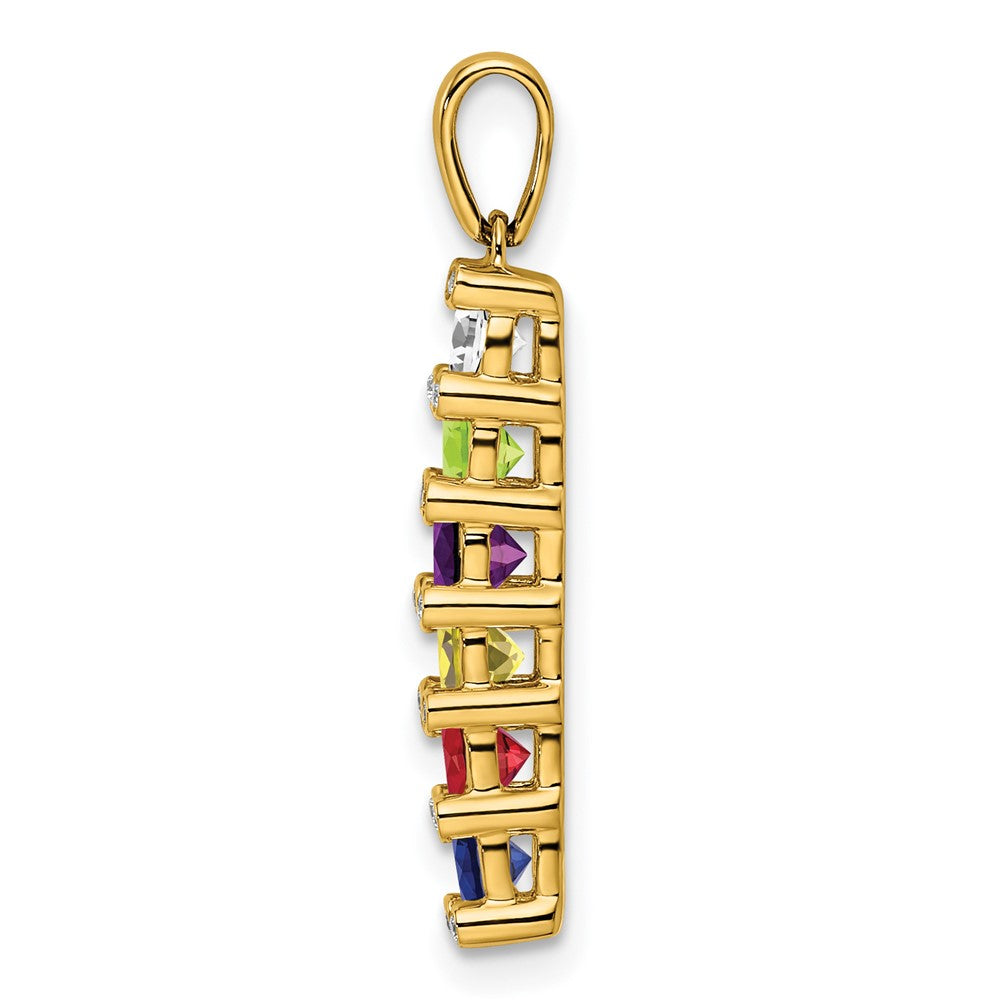 14K Family Jewelry Synthetic Stone & Diamond Set Pendant